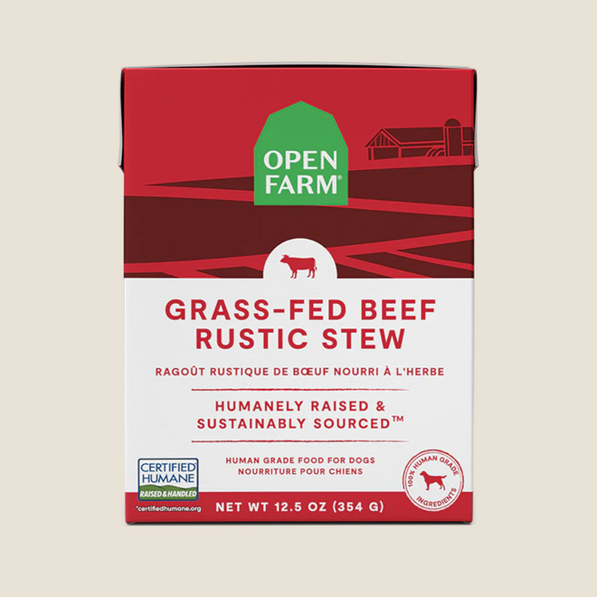 Open Farm Rustic Stew wet dog food, stocked at Polkadog Bakery in Boston