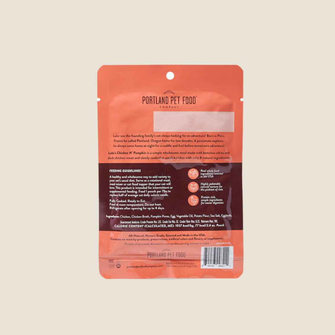Portland Pet Food Company - Luke's Chicken N' Pumpkin Homestyle Cat Meal