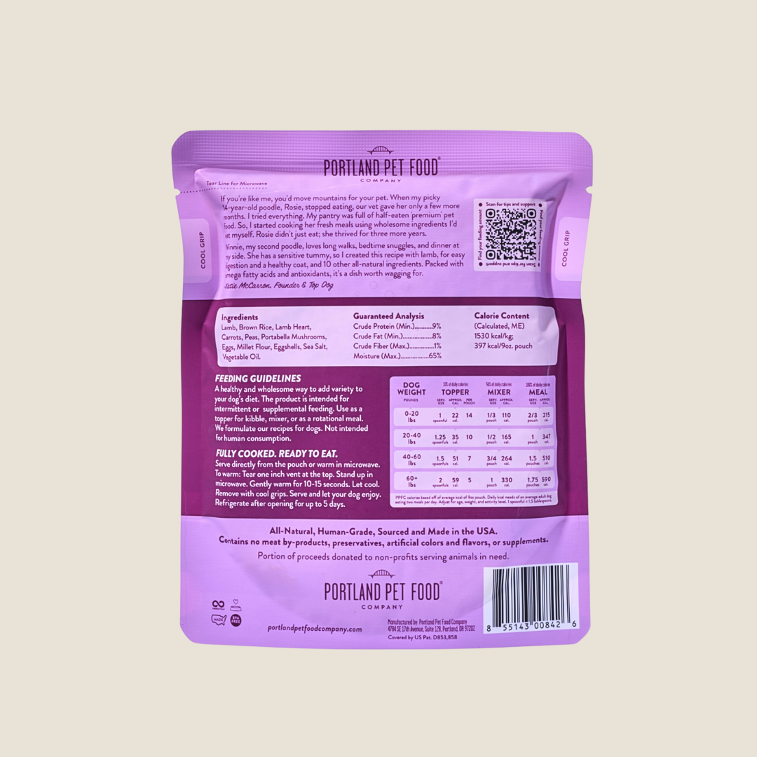 Portland Pet Food Company - Winnie's Lamb N' Rice Homestyle Dog Meal